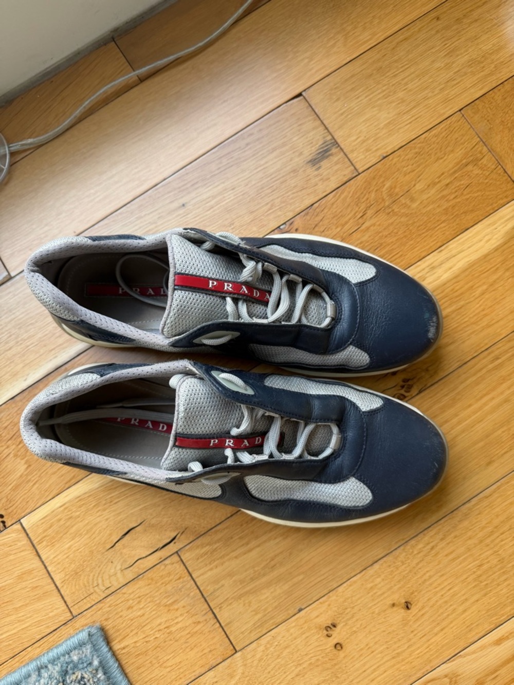 Prada Navy, Gray and Red Men’s Lace-Up Sneakers - Picture 4 of 7
